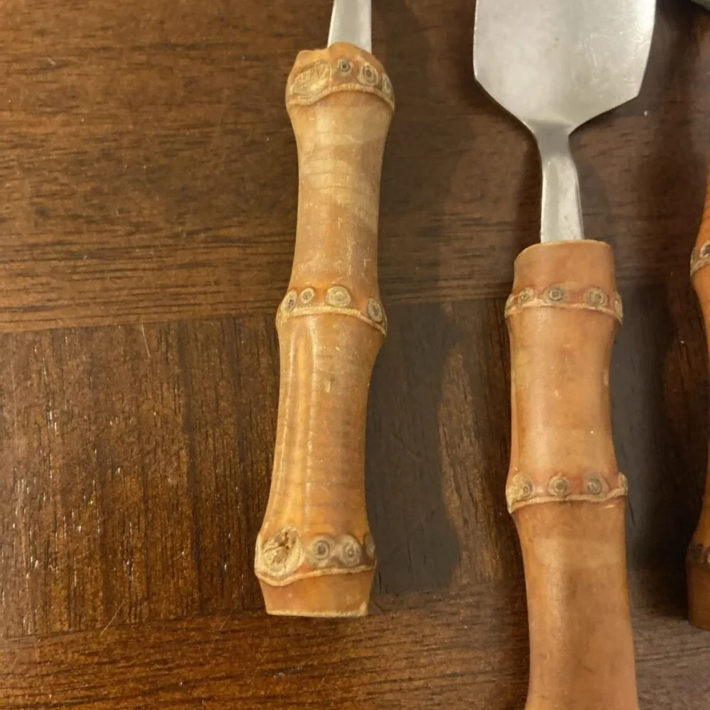 Grapefruit Spoons Tiki Bamboo Handle Stainless Vintage Japan Set of 3